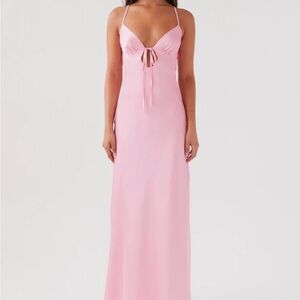 Peppermayo Pink Tie Front Midi Gown